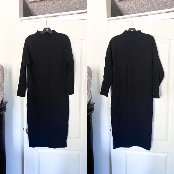 Frank & Eileen Dress Isabelle Funnel Neck Triple Fleece Midi Black XS GUC - Picture 2 of 8